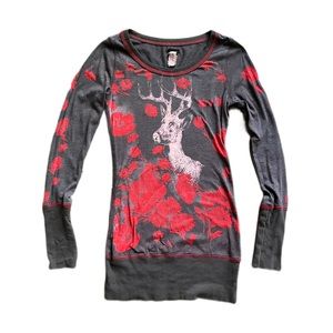 🛍 SOLD - Free People Grunge/Y2K Style Henley Long Sleeve Shirt